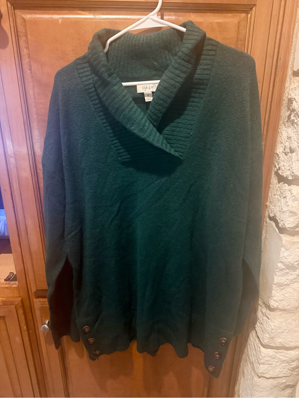 Cozy Emerald Green Shawl Collar Sweater - Women's XL
